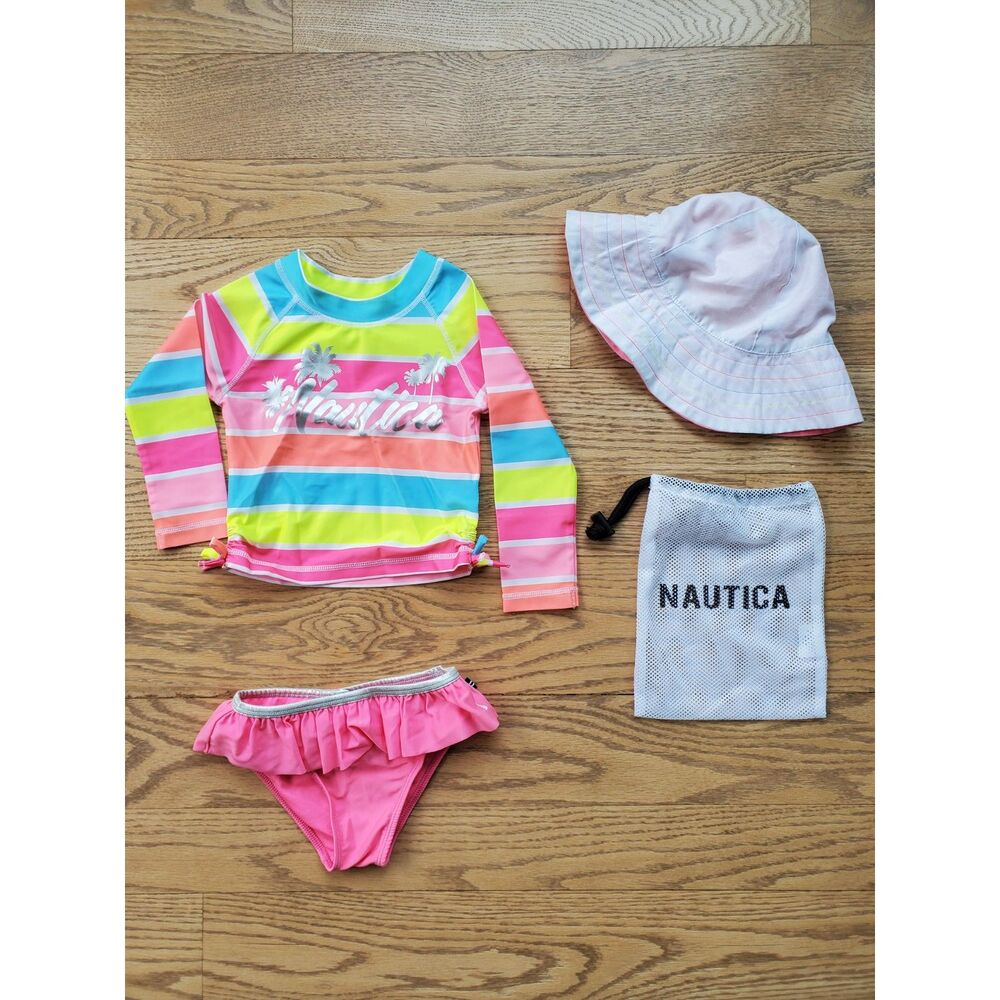 Nautica 2T Girls Lot of 4 Rainbow Swim Set GUC